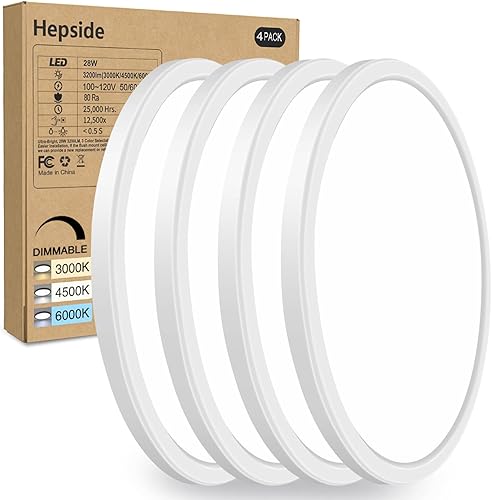 Miniatura 33 de Paquete de 2 lámparas de techo LED de montaje empotrado, color negro, 12 pulgadas, 28 vatios, regulable y 3000K-4500K-6000K, lámpara de techo de 3