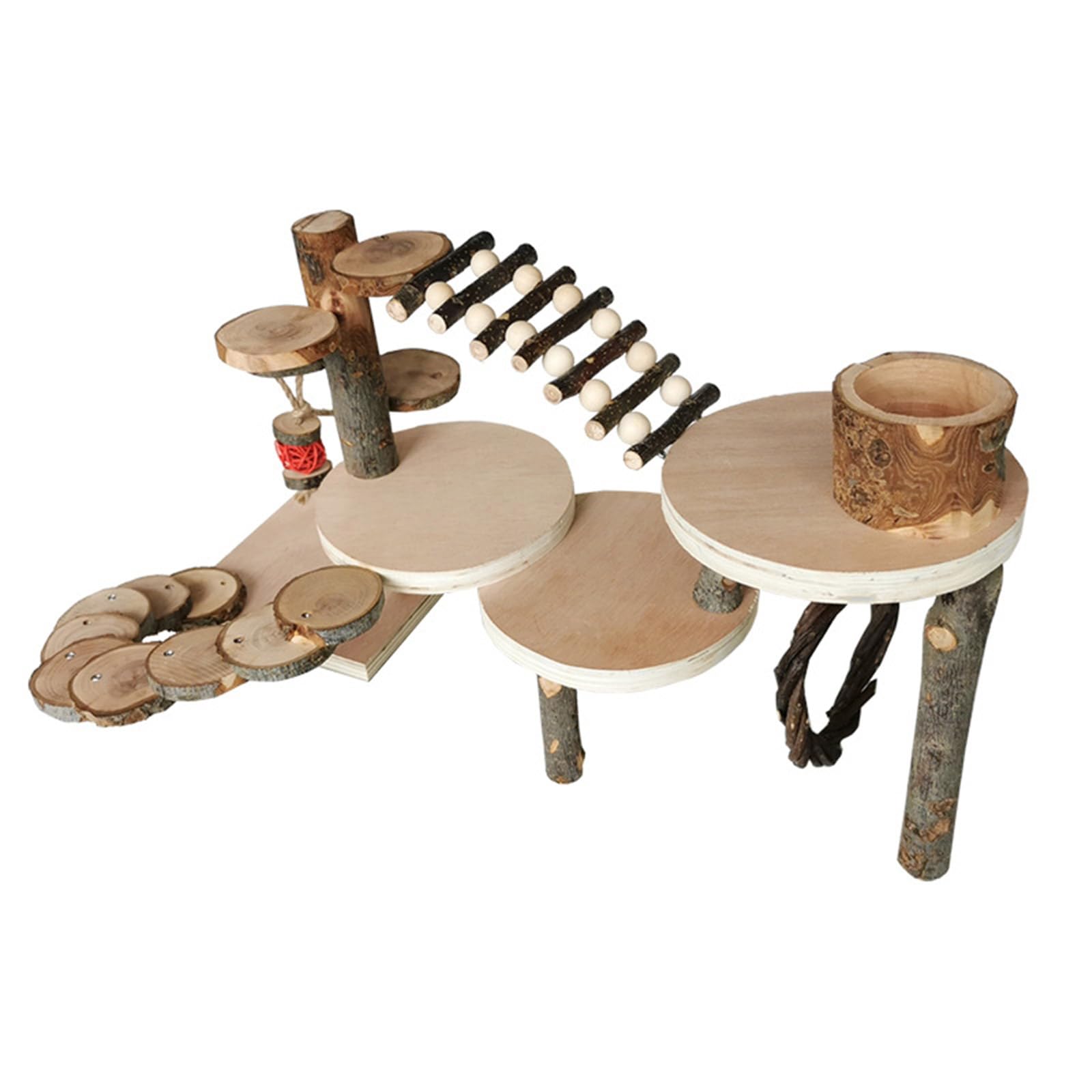 Escalera de madera segura y atractiva, juguete para hámster, adecuado para crear un ambiente estimulante para hacer ejercicio, plataforma de hámster con escalera