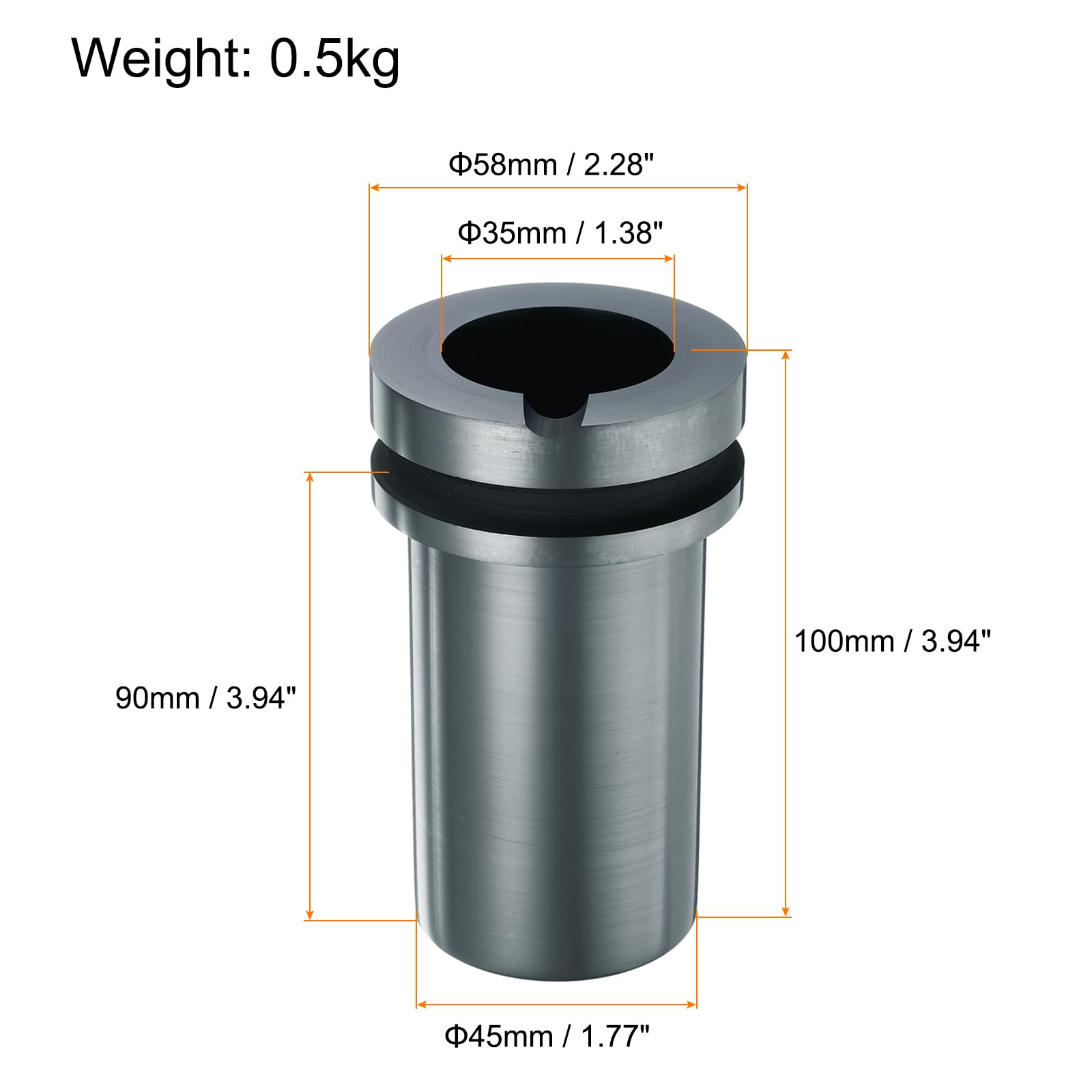 QUARKZMAN Graphit-Schmelztiegel, 0,5 kg Hochreiner Graphit-Schmelztiegel Metallschmelzbarren zum Schmelzen von Gold, Silber, Kupfer,1,38 Zoll IDx3,94 Zoll H