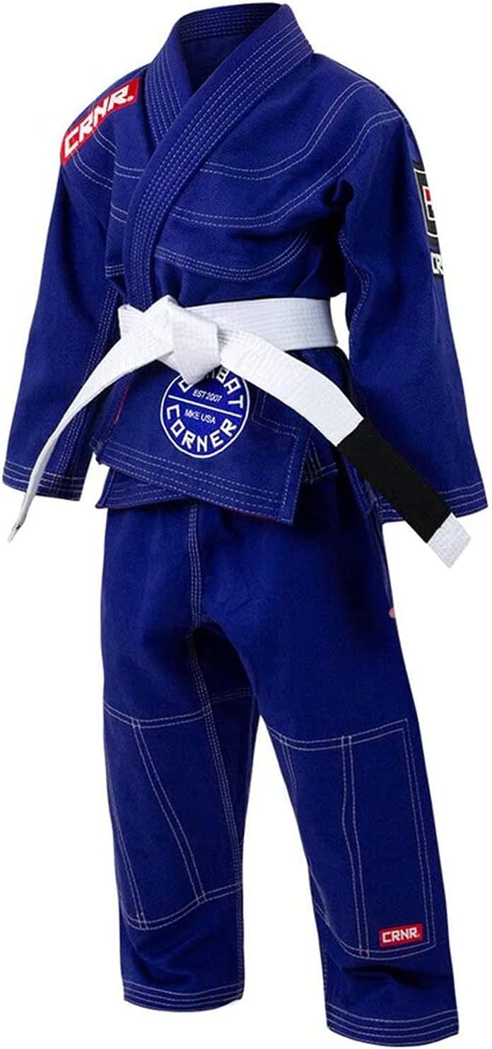 Combat Corner Kids BJJ GI v6 Ultra Light Preshrunk IBJJF Approved Brazilian Jiu Jitsu for Boys and Girls | Free BJJ Gi Belt
