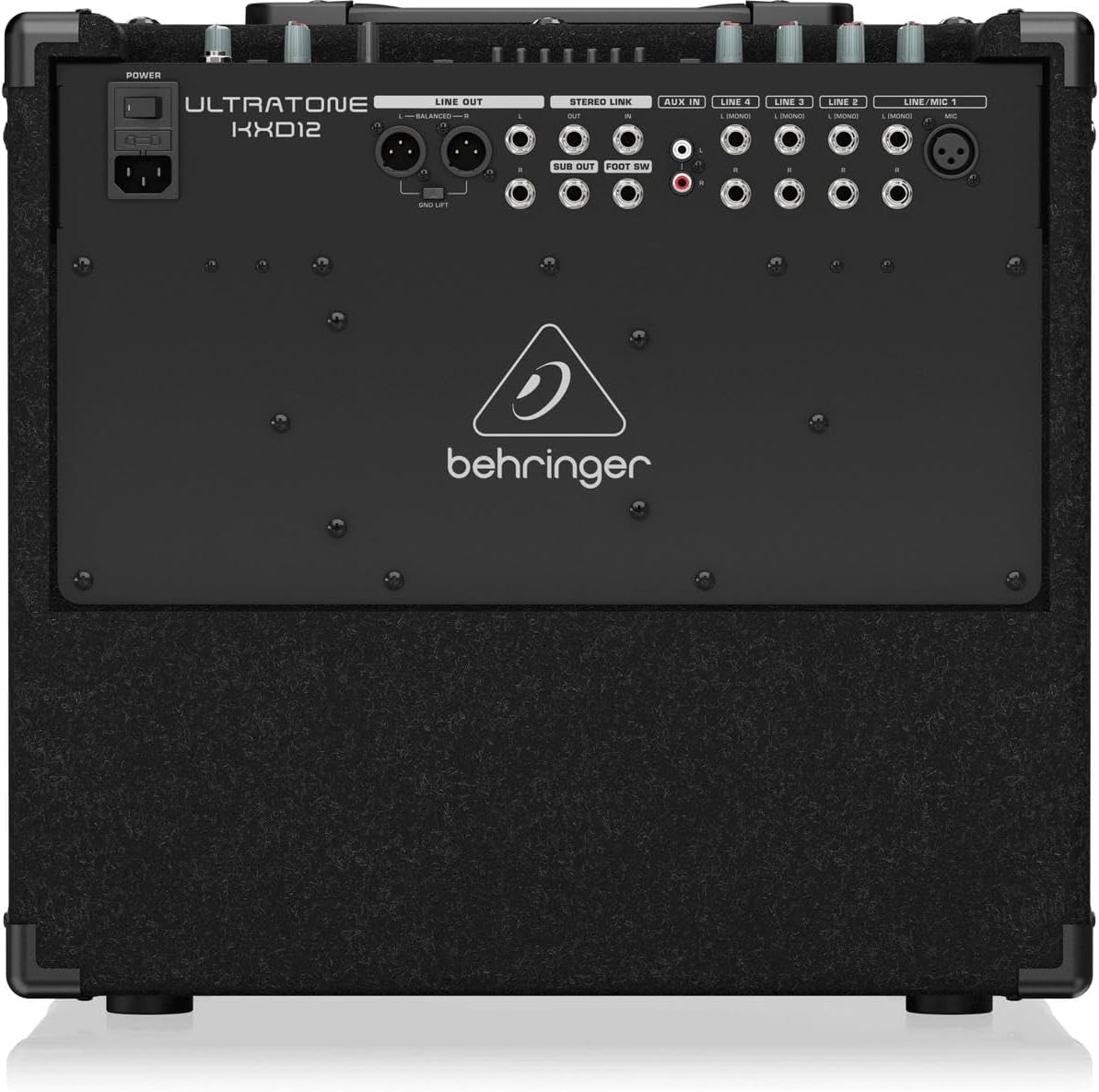 Behringer ULTRATONE KXD12 600 Watt 4 Channel PA System/Keyboard Amplifier with Original 12" Turbosound Speaker, Klark Teknik Multi-FX Processor and FBQ Feedback Detection