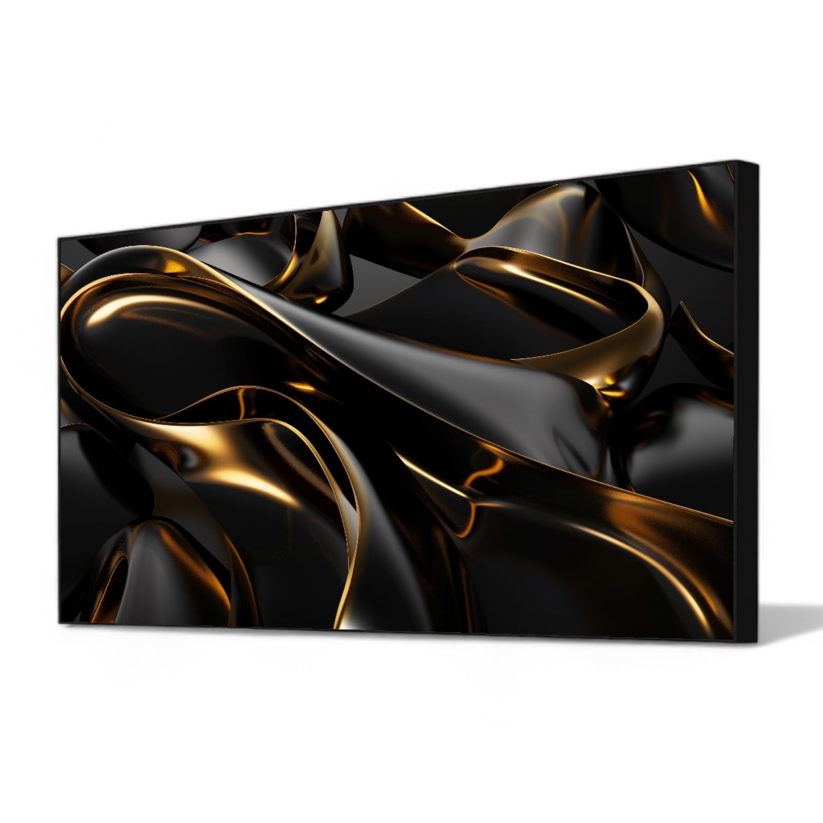 GOSTUDY Black and Gold Painting Black Gold Artwork Abstract Wall Art Hallway Pictures Wall Decor for Living Room,Bedroom,Bathroom,Ready to Hang (Black