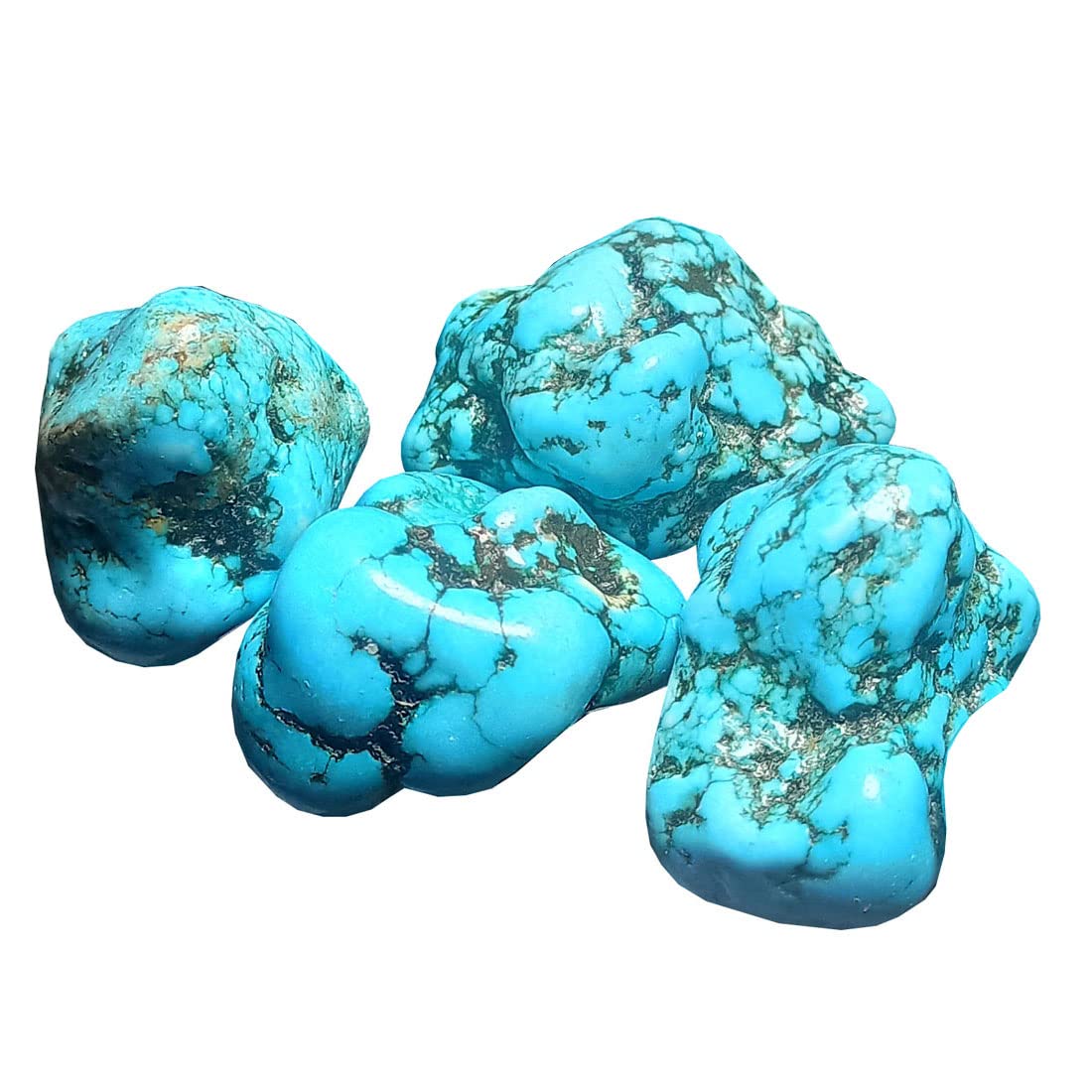 aldominAldomin� Natural Blue Turquoise (Firoza) Healing Crystal Semi Polished Raw/Rough Stone (10 To 20 Gram Pack Of 4 Stone)