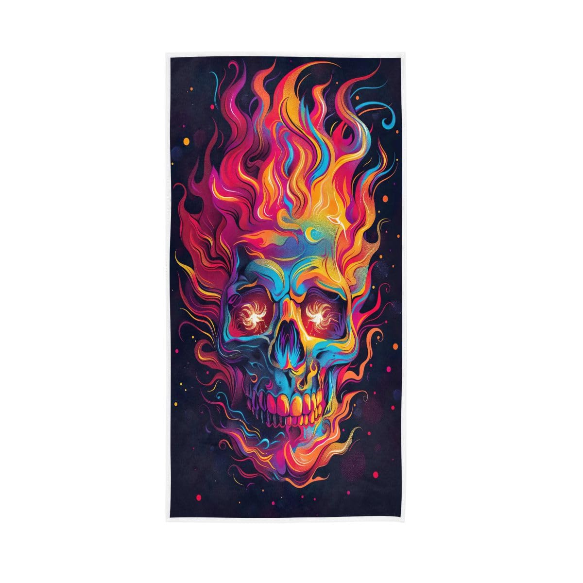 LSRCPD Skull with Colorful Flames Hand Towels, Multipurpose Decorative Towels for Bathroom, Gym, Hotel, Spa 15 x 30 Inches