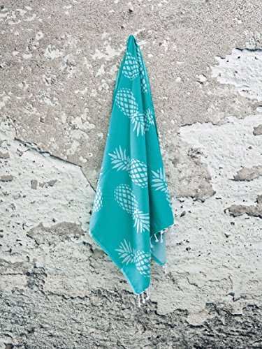 Infusezen Pineapple Print Turkish Towel In An Extra Large Size, Thin Peshtemal Beach Towel Or Bath Towel In Mint Green #TOP2