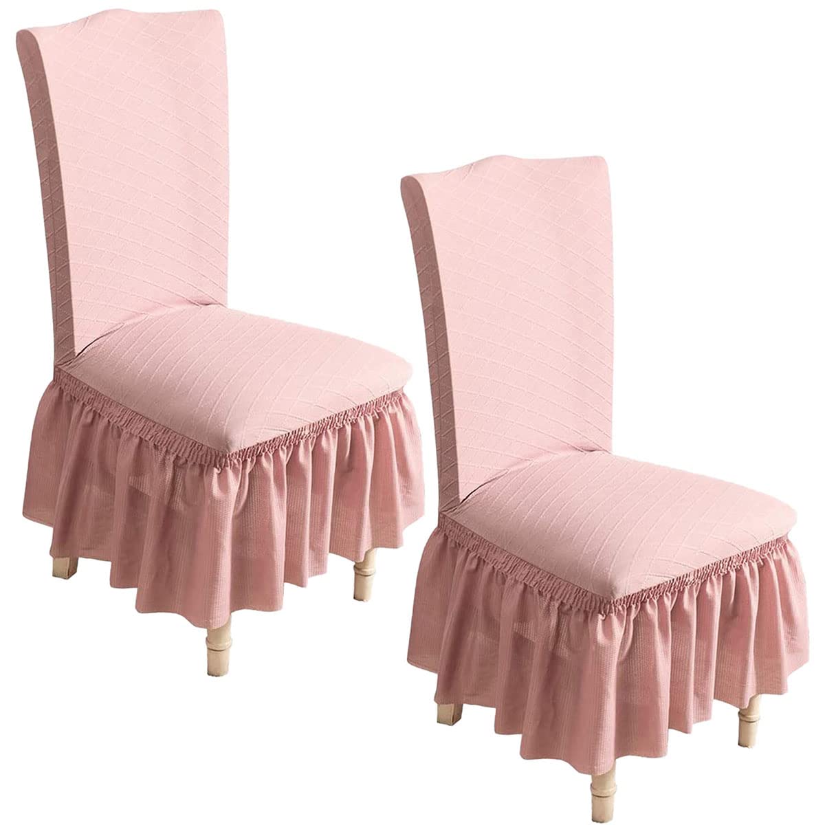 Housse de chaise en seersucker gaufré de qualité supérieure x2 rose