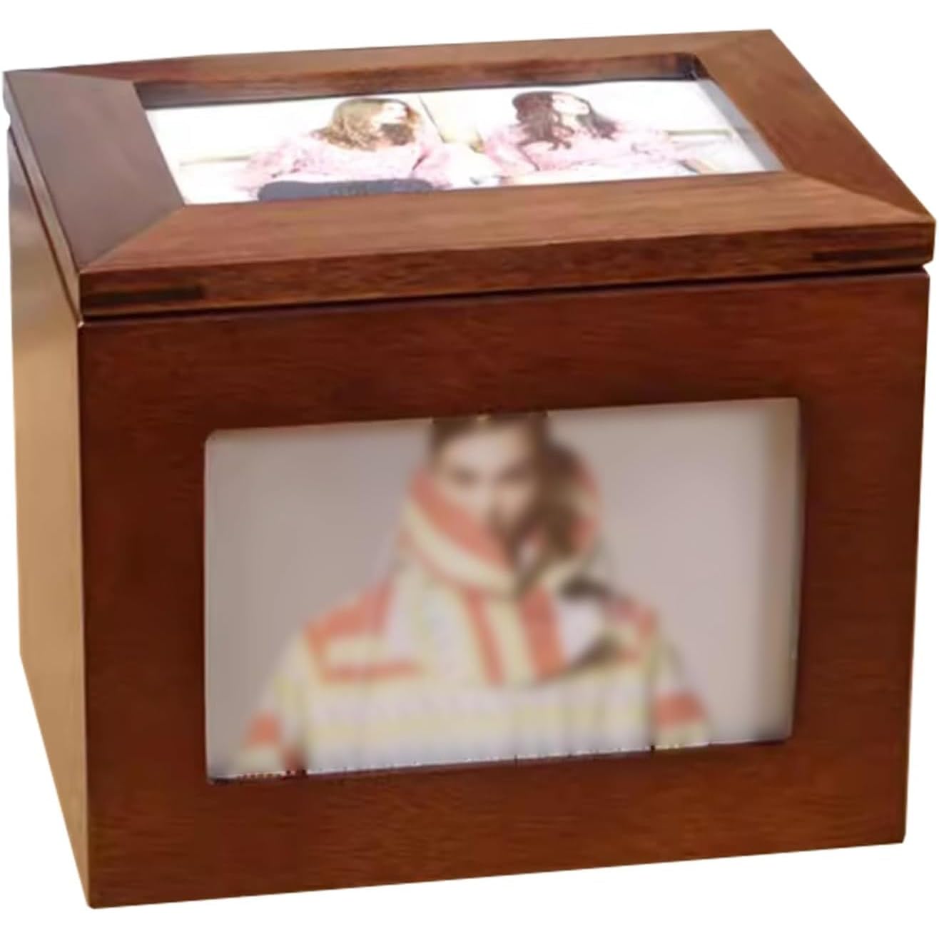 Scatola porta album fotografico in legno, scatola porta album fotografico estraibile con 5 album estraibili, cornice cubica for foto, può contenere 100 foto, scatole cubiche for foto da 6x4 pollici(B)