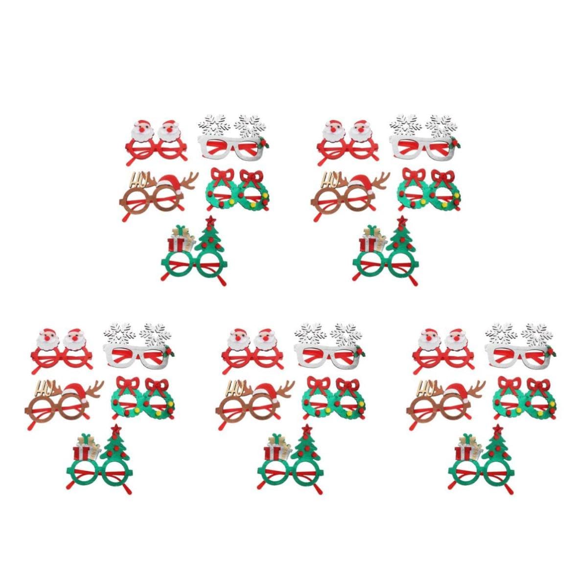TOYANDONA 25 Piezas Gafas Navideñas de Disfraz Estampado de Copos y Árboles