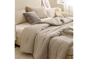 ROSGONIA Queen Comforter Blanket Set: Boho Oatmeal Bedding for All-Season Comfort