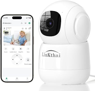 Indoor Security Camera 2K Pet Camera 2.4 GHz Dog Camera White