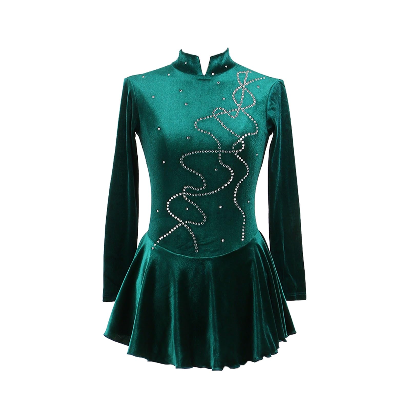 Kinder Mädchen Eiskunstlaufkleid Langarm Tanzkleid Mit Rock Trikot Wettkampf Performance Eislaufen Kleid