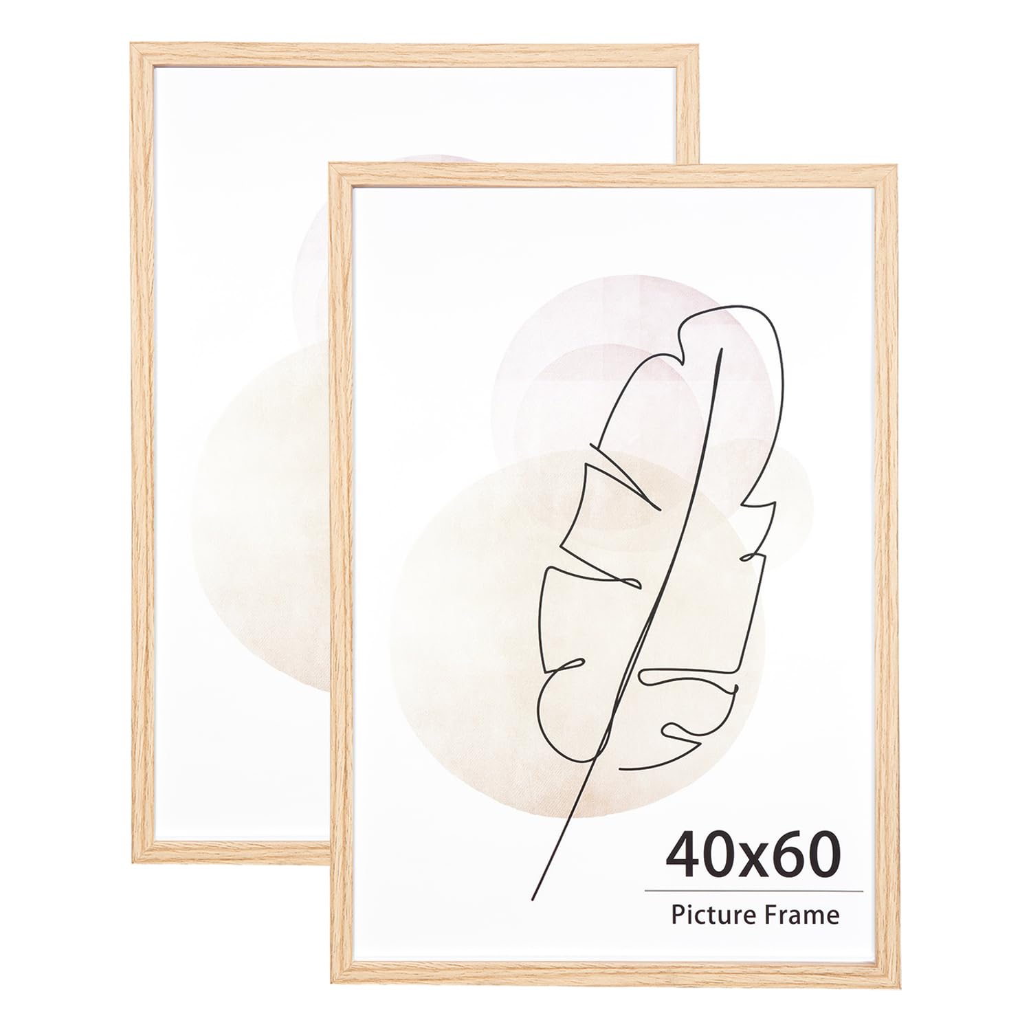 Kaiwin Oak 40X60 Picture Frame Set Of 2, Wooden Poster Frame, 40X60 Picture Frames For Wall Mounting Display For Home, Office,Gallery,Holiday With Photos, Posters, Puzzles