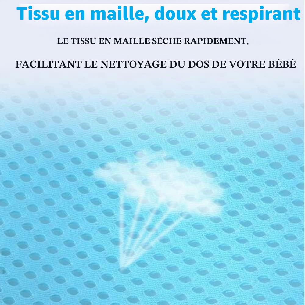 Tapis de Bain Bébé Filet de Bain antidérapant avec Ceinture de sécurité Maille réglable Bleu
