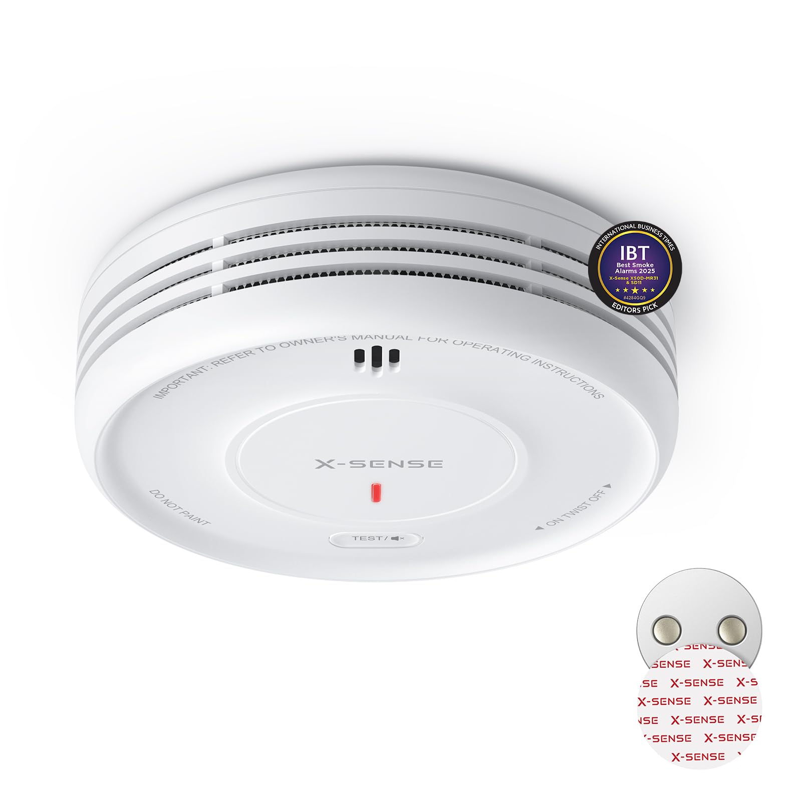 X-Sense Intelligenter Rauchmelder WLAN mit Magnethalterung, Funkrauchmelder smart, 10 Jahre Produktlebensdauer, Austauschbare Batterie, APP-Funktion erfordert die SBS50-Basisstation, XS0D-MR, 1 Stück