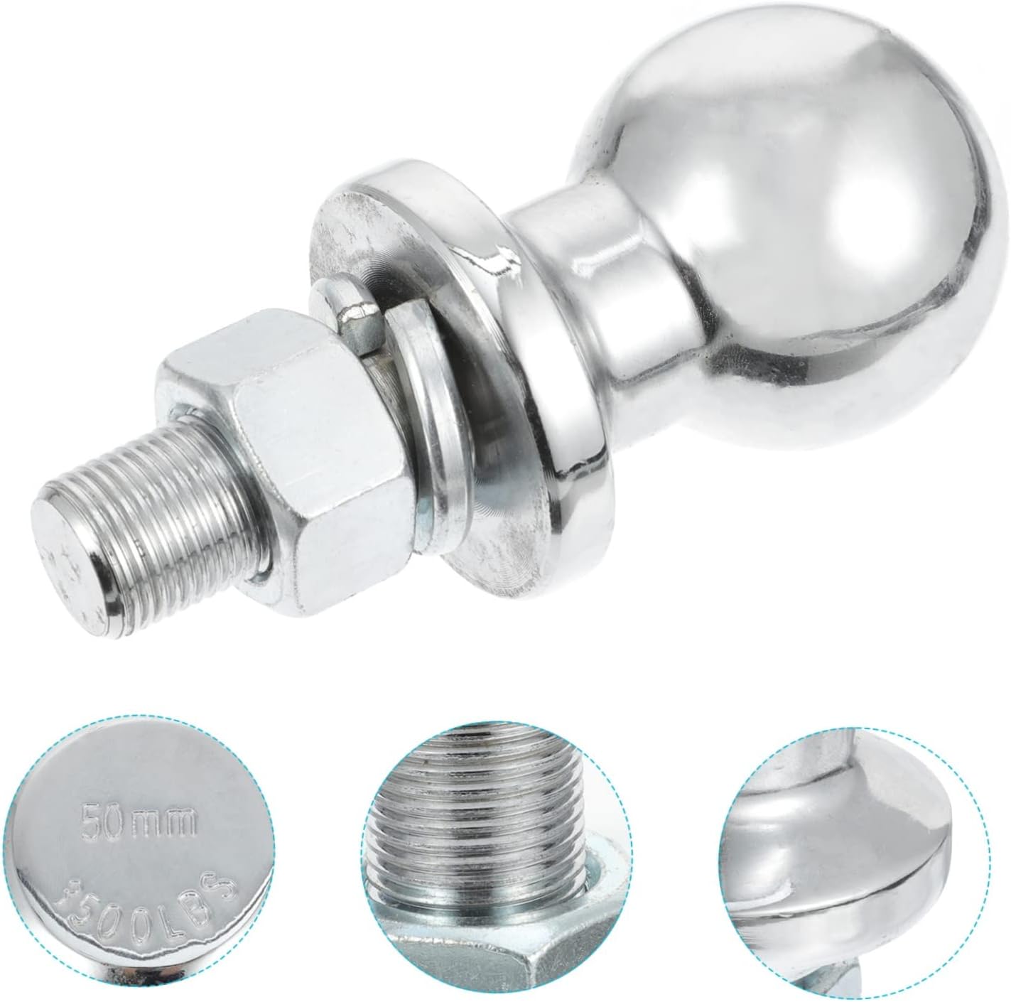 Zerodeko 3500pounds High Strength Trailer Hitch Ball Rv Trailer Ball Joint Accessories Chrome-Plated Hitch Tow Receiver