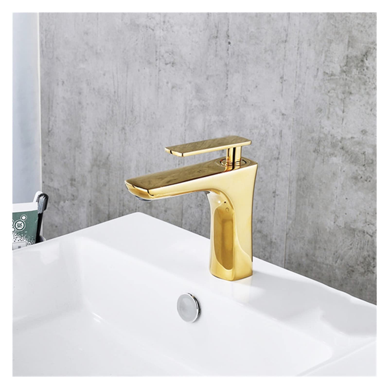 Mitigeur de salle de bain en laiton doré design haut de gamme pour évier et vasque
