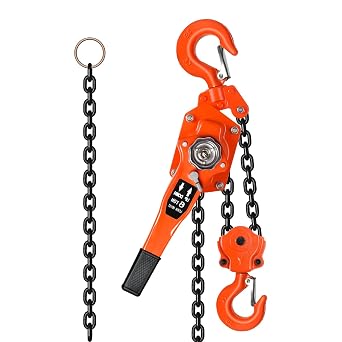 6 Ton Manual Lever Chain Hoist, 13200 lbs Capacity 20 FT Come Along, Manual Ratchet Chain Puller Hoist, G80 Galvanized Carbon Steel with 2 Heavy Duty Hooks for Garages Warehouse 20 FT-6T