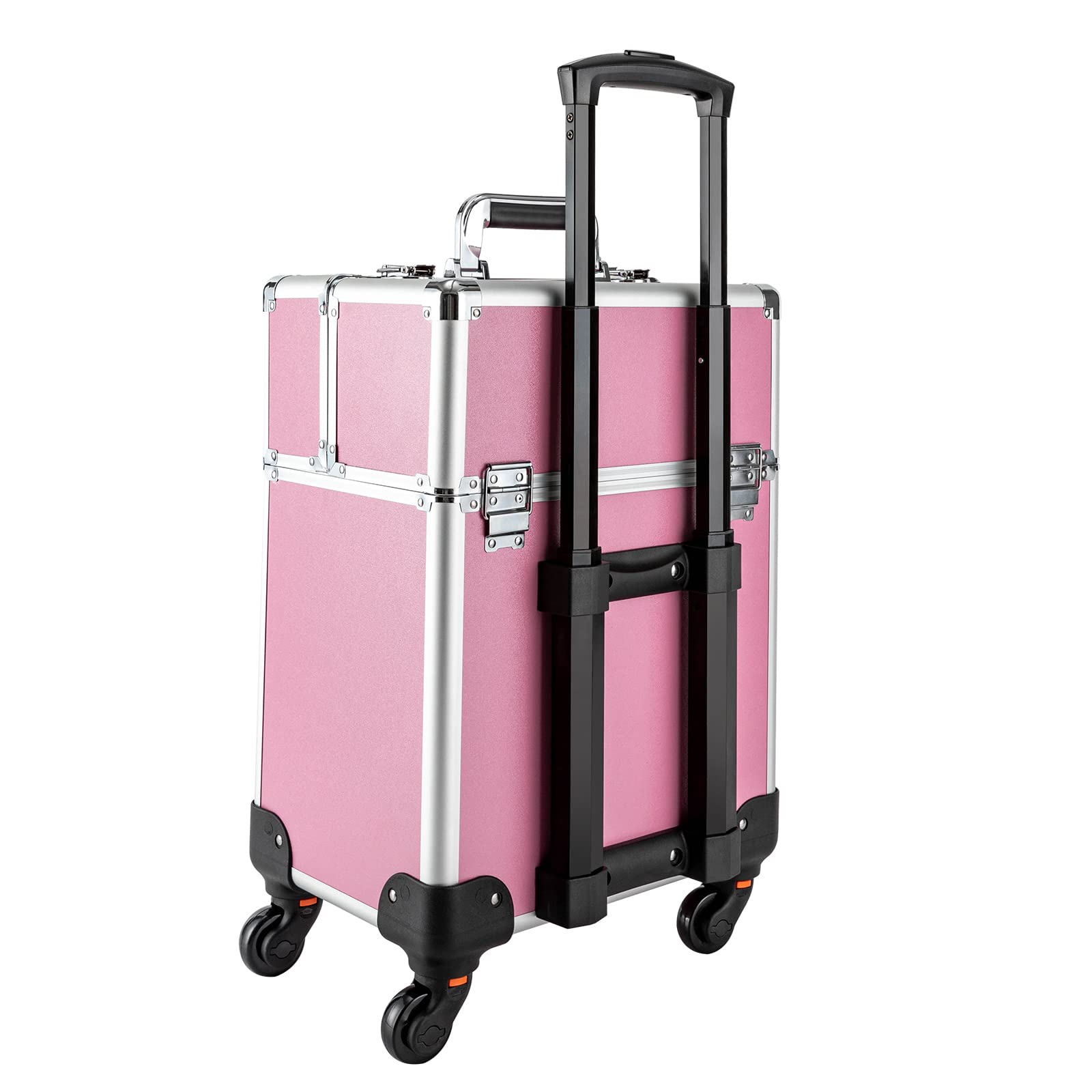 Kosmetikkoffer Damen Beautycase Makeup Koffer Trolley Schminkkoffer Reisen Friseurkoffer Mit Rollen Kosmetik Trolley Nageldesign Visagistenkoffer Nagelkoffer Beauty Case MäDchen (Pink)