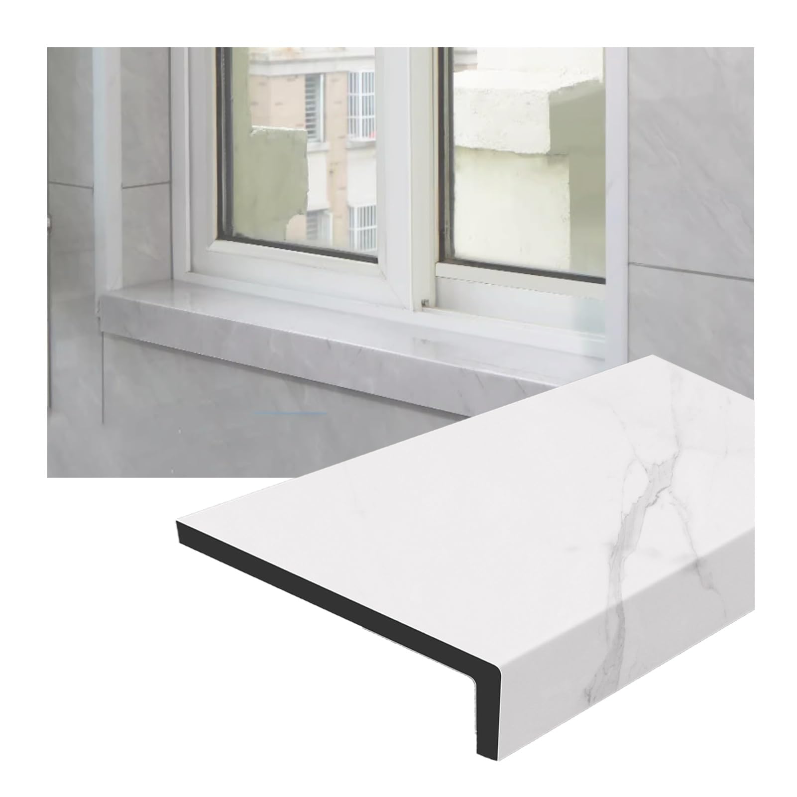 Protection de rebord de fenêtre en PVC imperméable et décorative pouvant être découpée pour la maison et le bureau (180,1 x 9,9 cm)