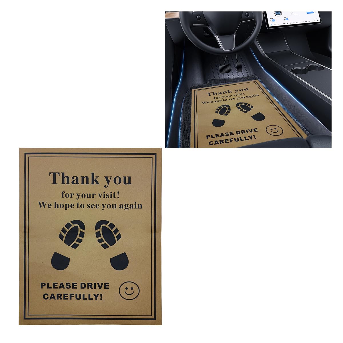 50PCS Car Kraft Paper Floor Mats Waterproof Floor Covers Car Carpet Protector Disposable Temporary Automotive Foot Pad Vehicle