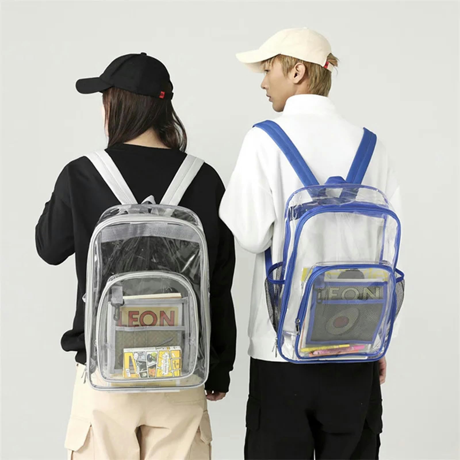 Rucksack Damen Unisex Wasserdichte Rucksack Transparente Teenager -schüler Rucksäcke Große Schultasche Tragbar