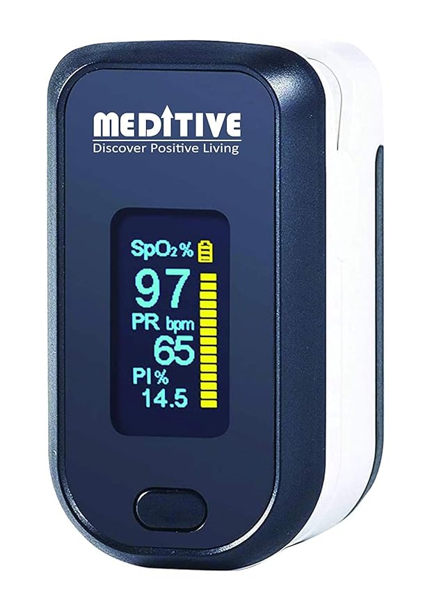 MEDITIVE Fingertip Pulse Oximeter, Dual Color OLED Display Blood Oxygen