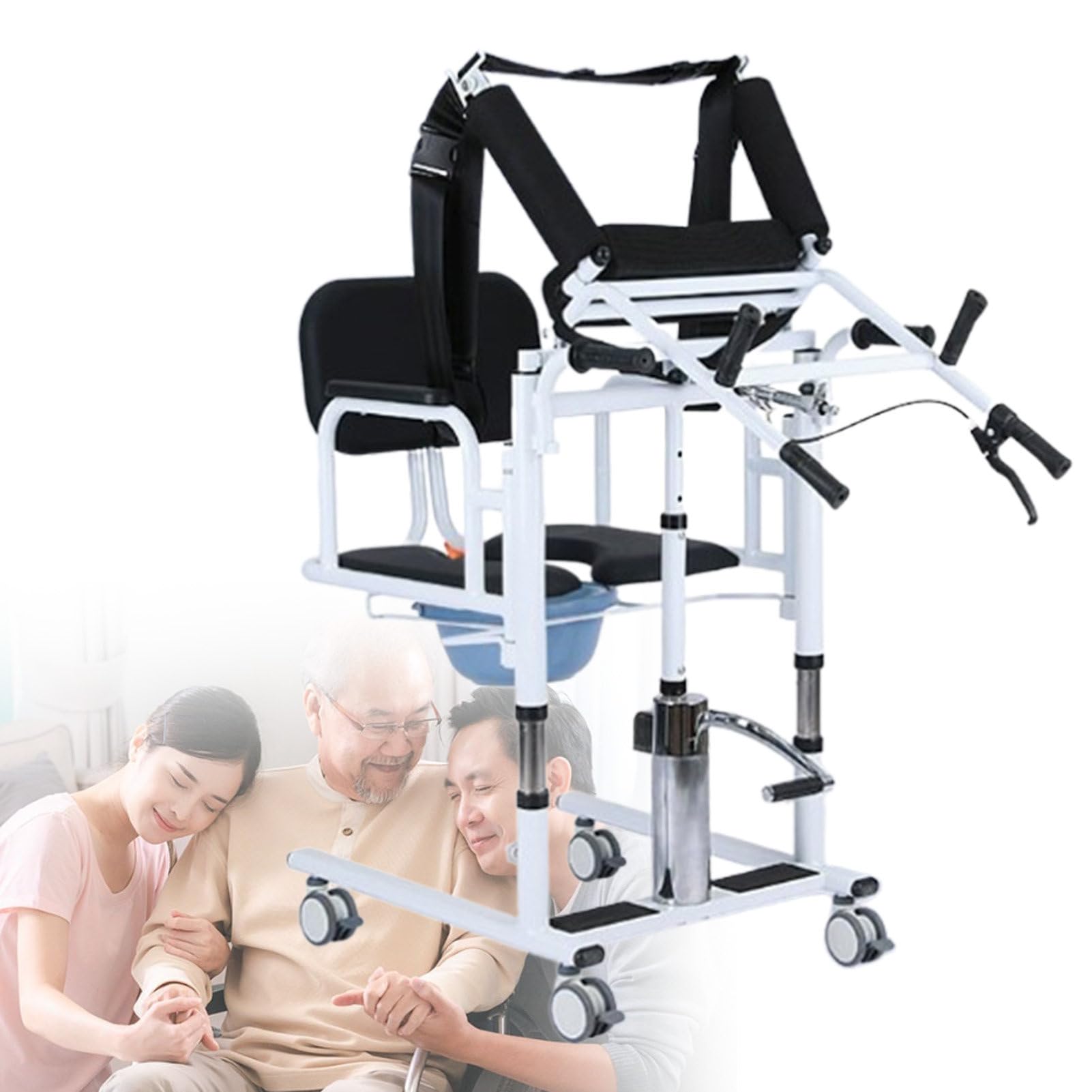 Zykuosus Hydraulic Lift Transfer Chair with 180° Split Seat and Assisted Standing Support For are Toilet Use