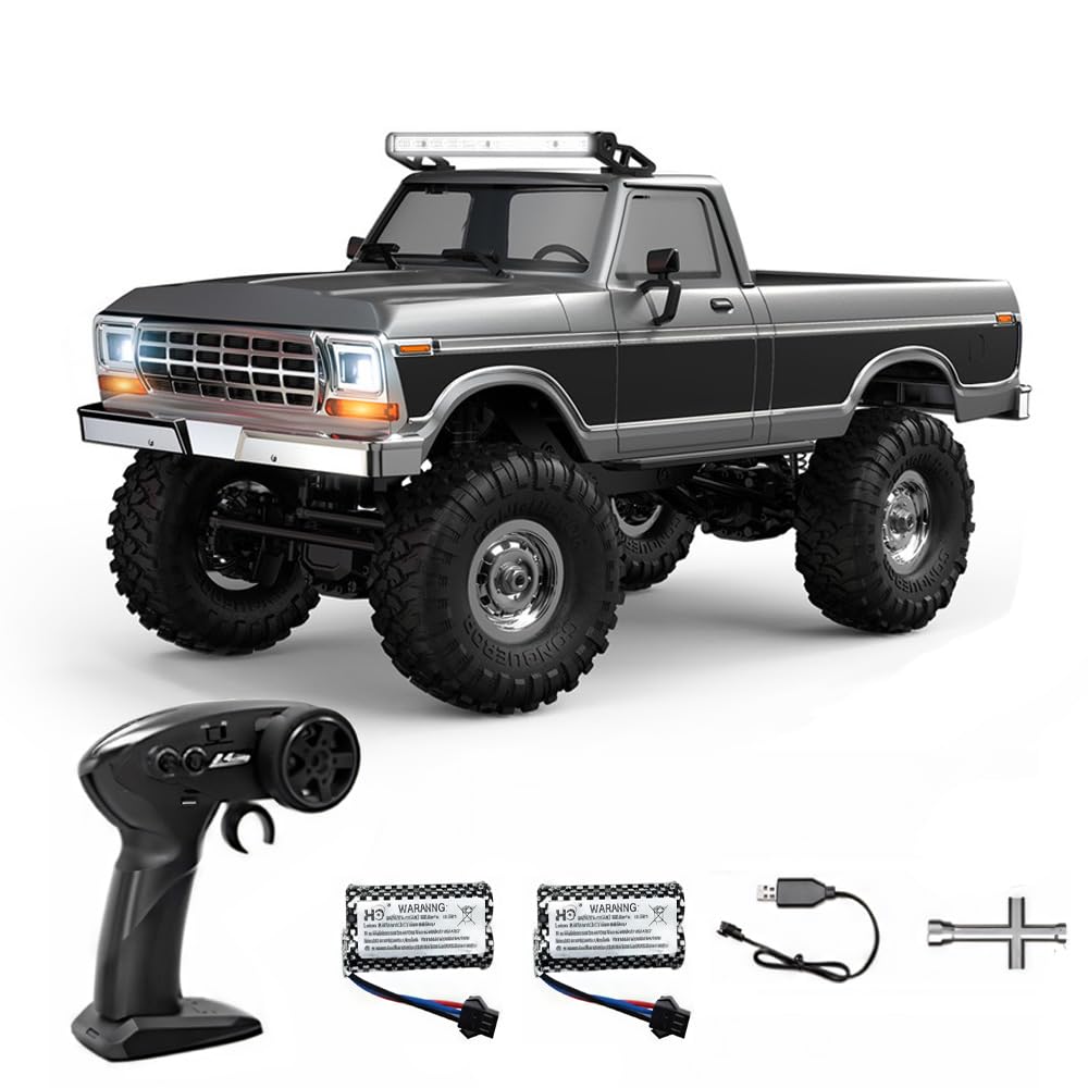 Hylukon RC Rock Crawler, 1/16 Scale 2.4GHz Remote Control Pickup with LED Lights, 4WD RC Off-Road Vehicle for Adults Beginners (Silver) — image 1