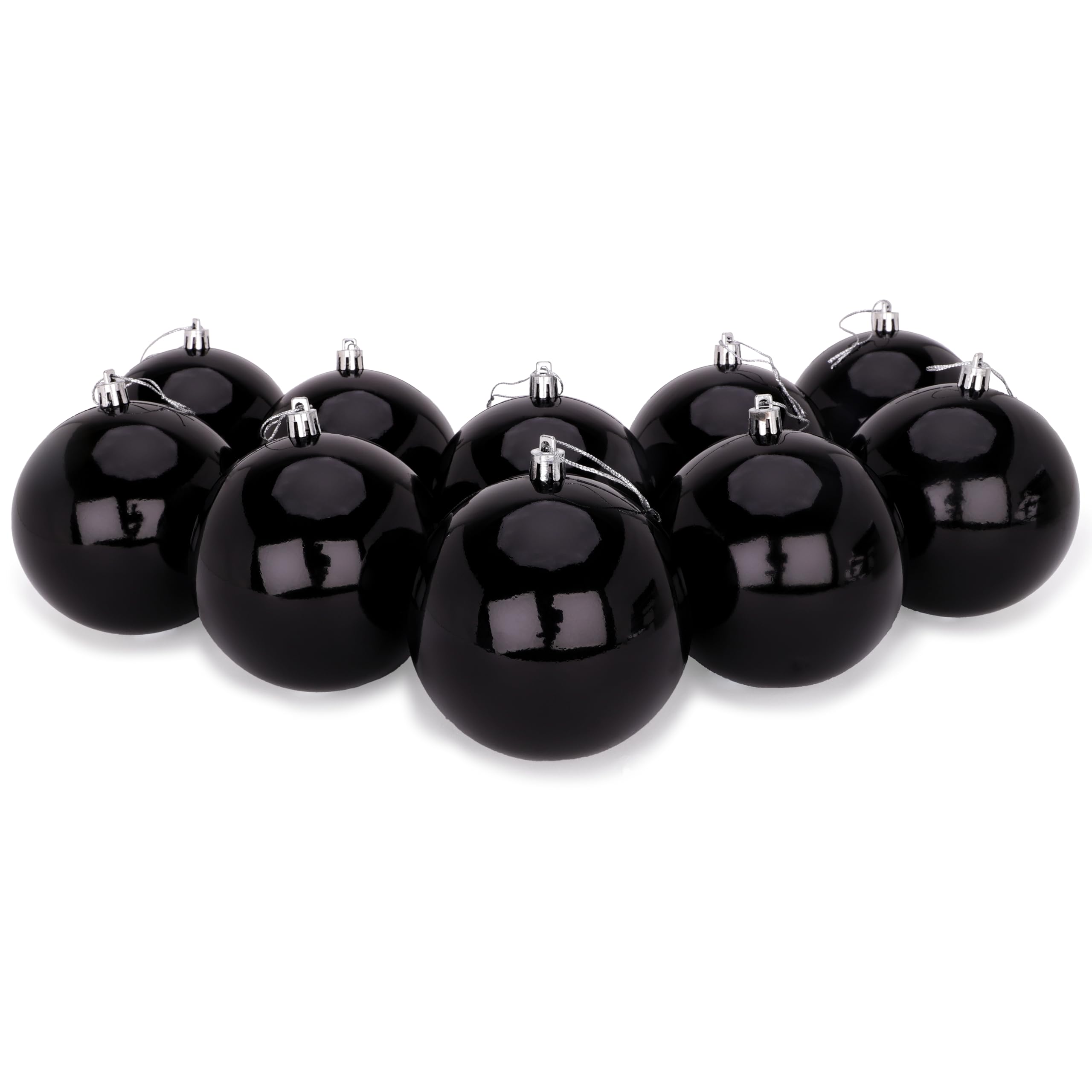 Toyland® Pack of 10 Extra Large 100mm Coloured Christmas Baubles - Christmas Tree Decorations (Black)