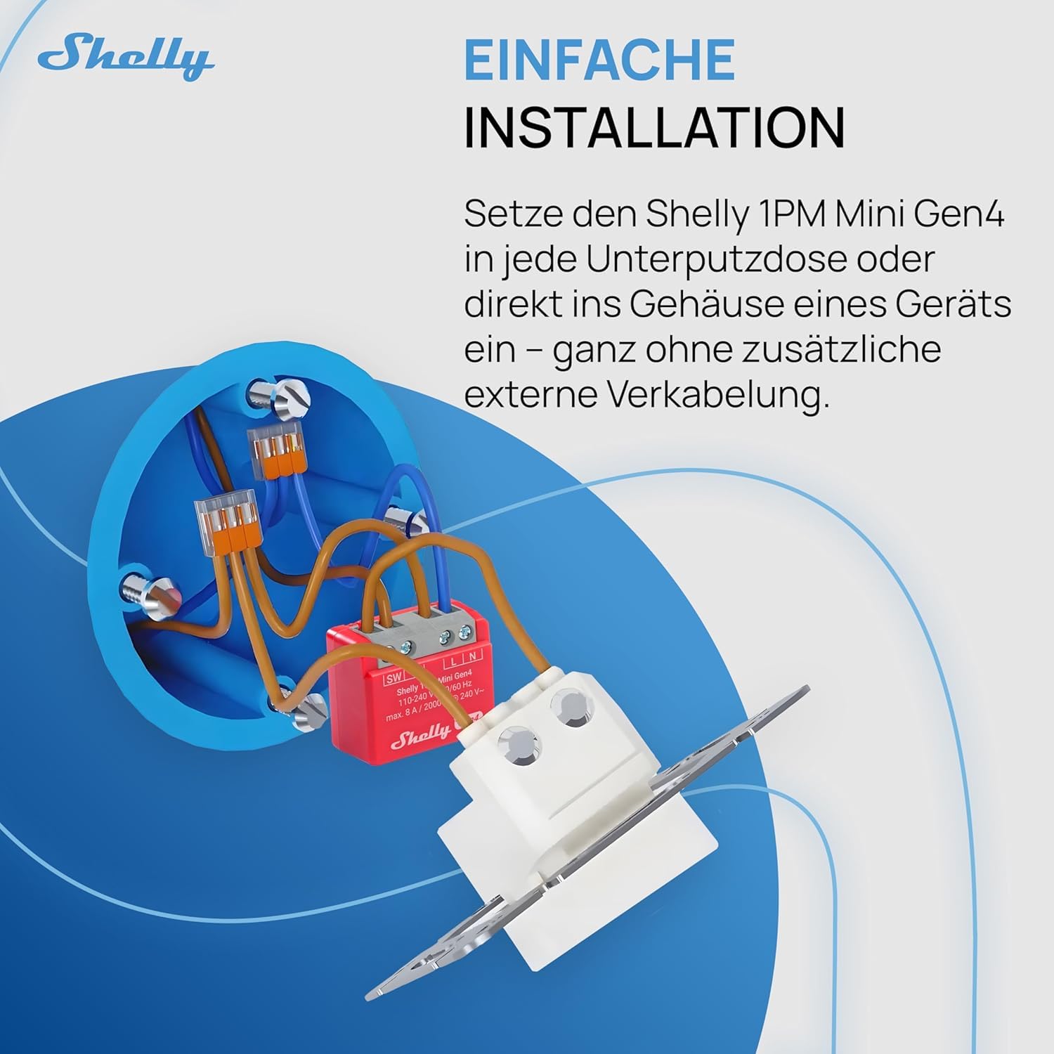 Shelly 1PM Mini Gen4, relé inteligente controlado por WLAN, 1 canal, 8A, medición de potencia, automatización del hogar, no se requiere Hub, Alexa, Apple HomeKit y Google Home, Zigbee y Matter (4
