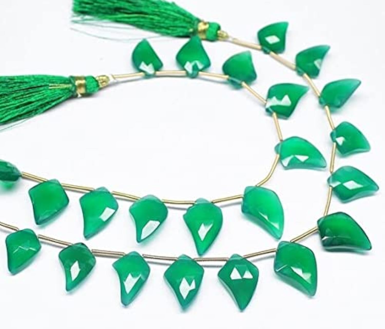 Green Onyx natural perles facettées drop pour création de bijoux LKBEADS 7 pouces