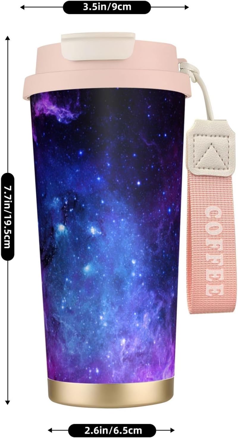 Universe Galaxy Star Space Print Leakproof Insulated Coffee Mug,Stainless Steel Dual Drink Travel Tumbler,17 OZ