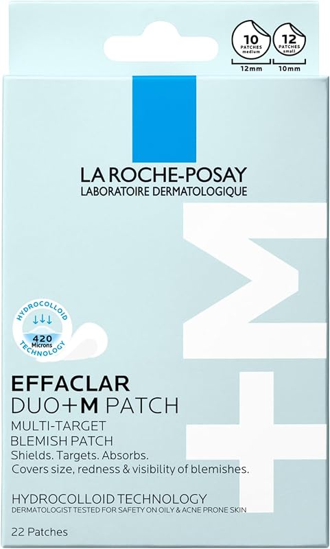 Effaclar Hydrocolloid Pimple Patches, 22 Count | Multi-target blemish patches for face that absorb pimples & is discreet under makeup. Includes 12 small & 10 medium patches.