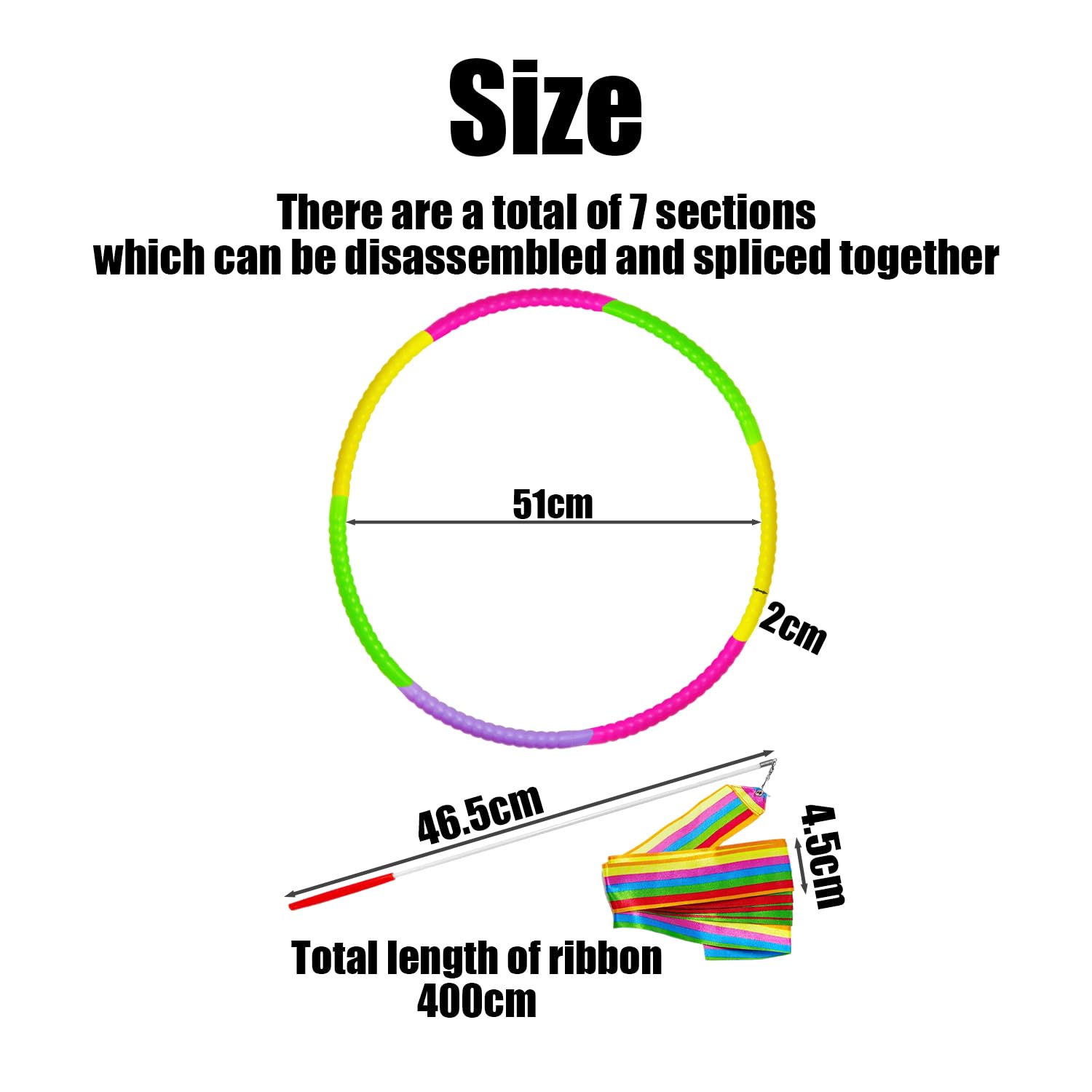 Hula Hoop 1 sztuka kolorowy pasek do tańca i 1 sztuka, Hula Hoop dla dzieci, zdejmowany hula hoop, rekwizyty do tańca