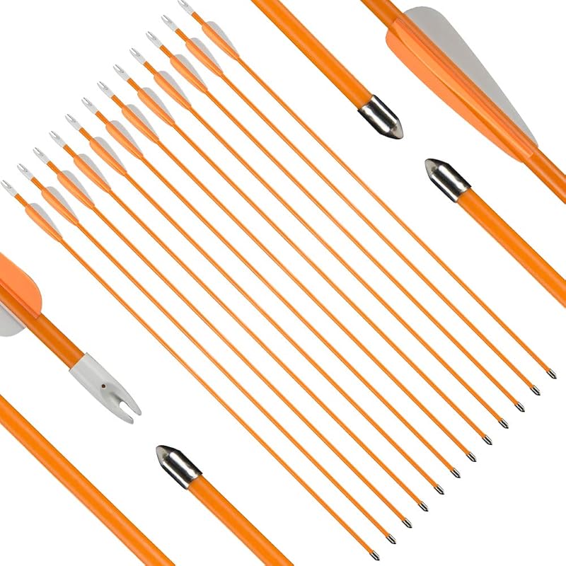 Huntingdoor 12 darabos nyílcsomag 28/26 hüvelykes íjhoz gyakorló nyilak kezdőknek - Orange 26 inches