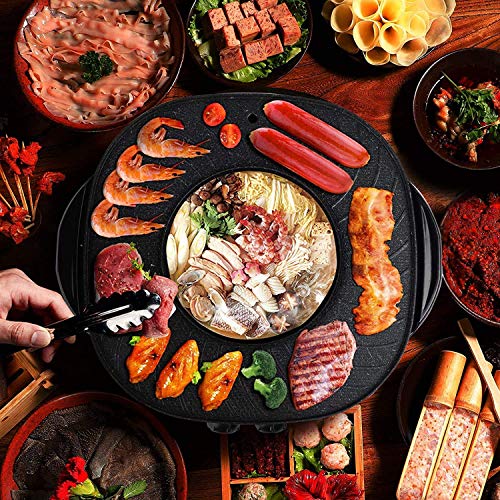 Shelzi BBQ Hot Pot Non-Stick Pan Full-Function Powerful Stove Grill Double Burner Smokeless Round Baking Electric Multi-Function Pot Kitchen and... - Image 7
