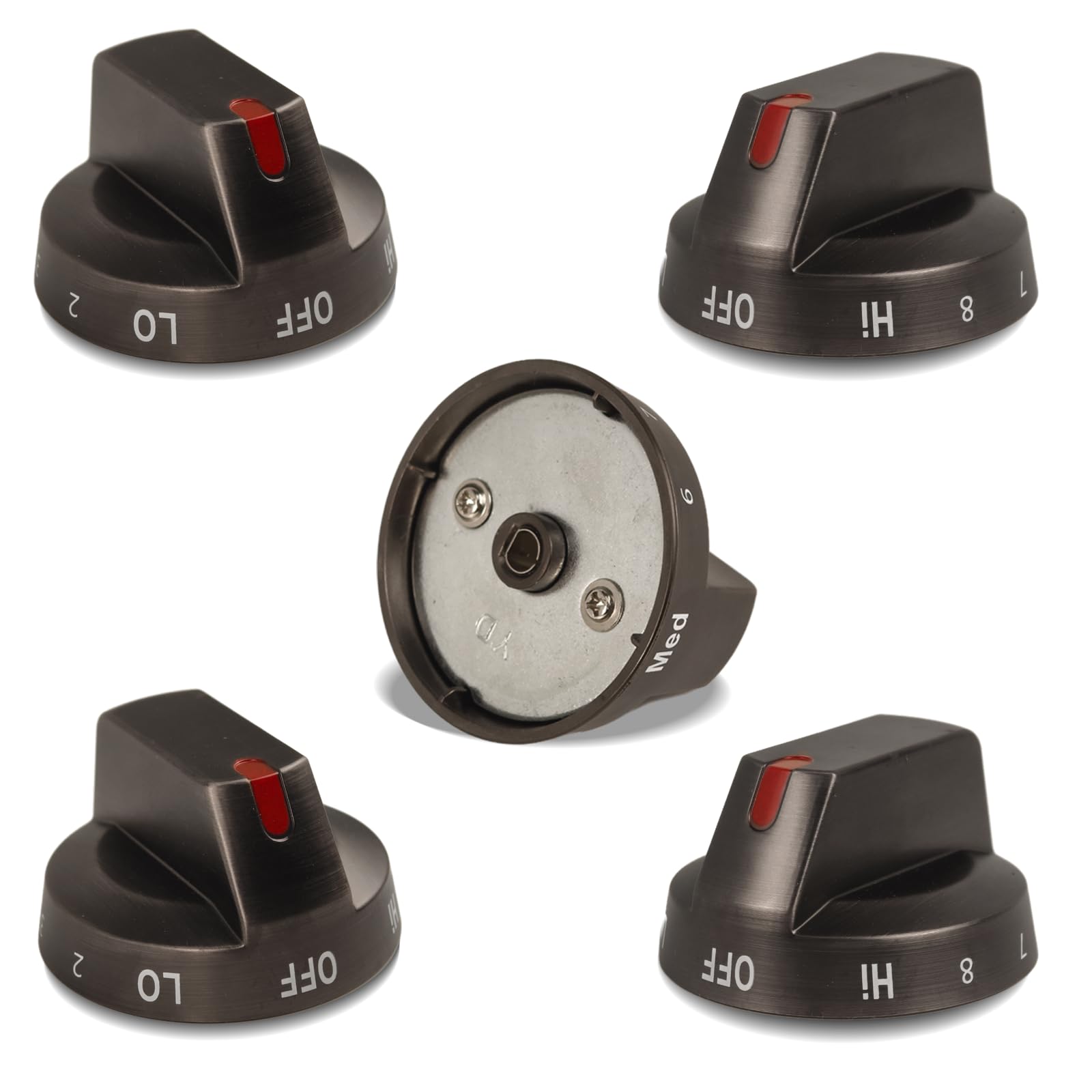 Photo 1 of HLZDS DG64-00975A 001 Gas Stove Knobs Replacements, 5 Pack Metal Oven Knobs Compatible with Samsung NE/NX9000T NX60T8511SS/AA NX60BB871112AA NX60T8511SG/AA Gas Range Knobs etc