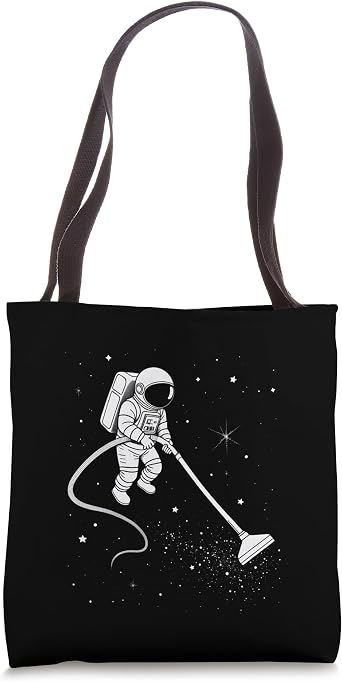 Astronaut Cleaning Stars Funny Space Design Tote Bag