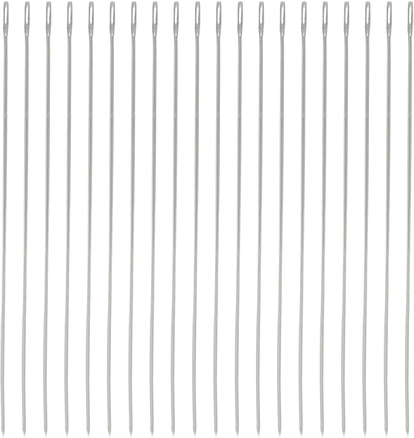 ULTNICE 20Pcs Big Eye Beading Needles Thread Sewing Needles Stainless Steel Embroidery Needles Beads Needles for Jewelry Making Accessories