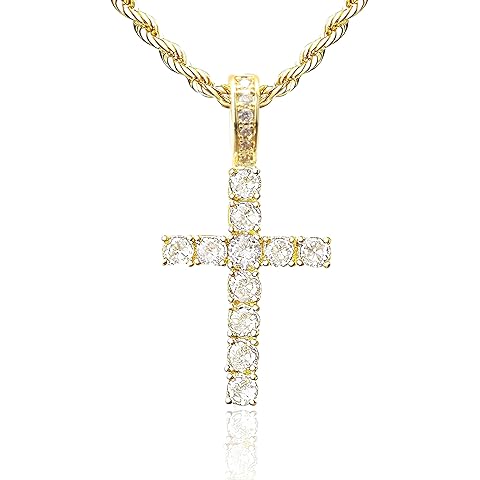OOTDAY Cross Necklace for Women, 14K Gold Silver Plated Pendant Necklace, Diamond Cross Pendant Necklaces, Gold Cross Necklaces, Trendy Cute Gold Faith Cross Jewelry Gifts for Women