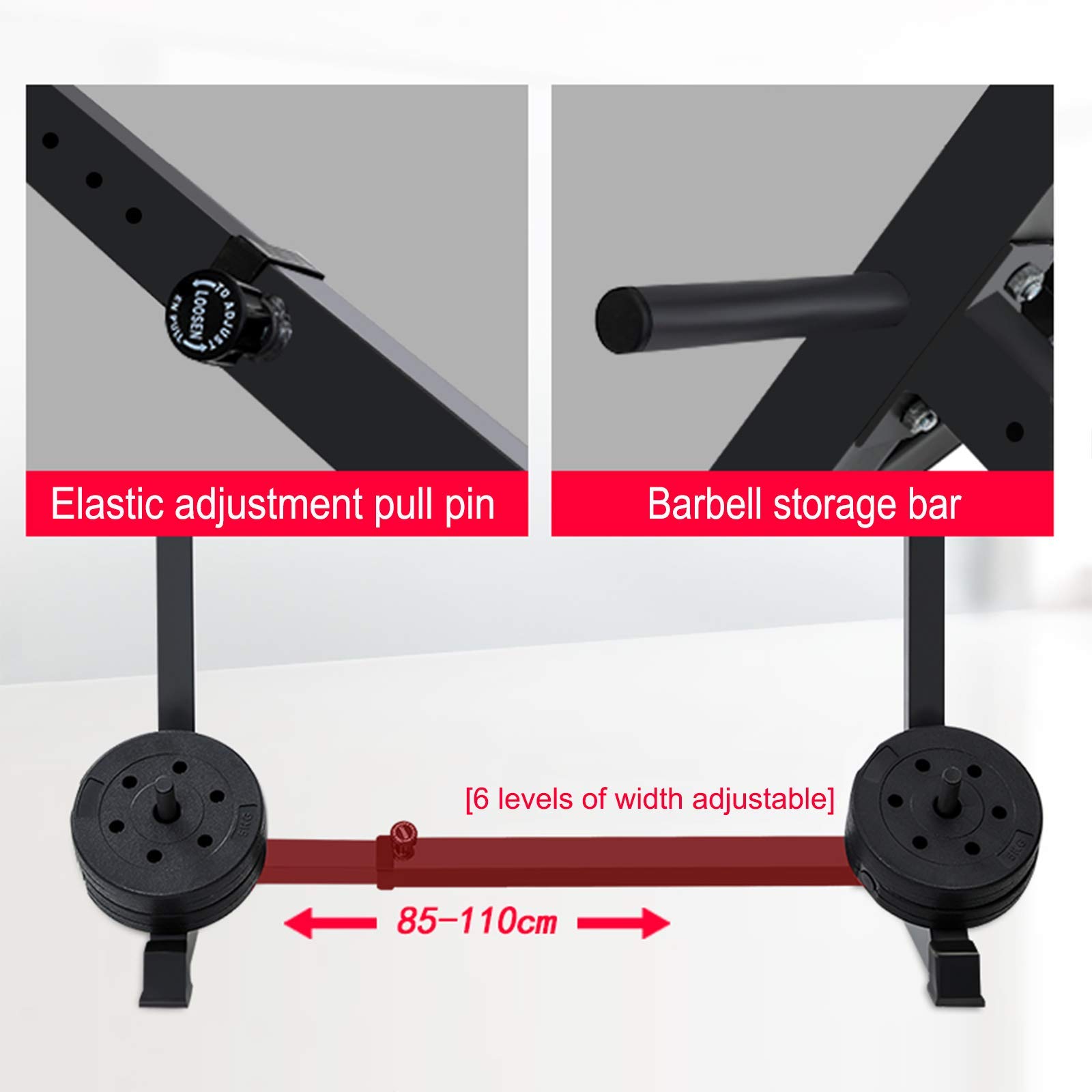 Soporte Ajustable para Sentadillas, Barra y Mancuernas, Gimnasio en casa para Levantamiento de Pesas, Culturismo y Entre