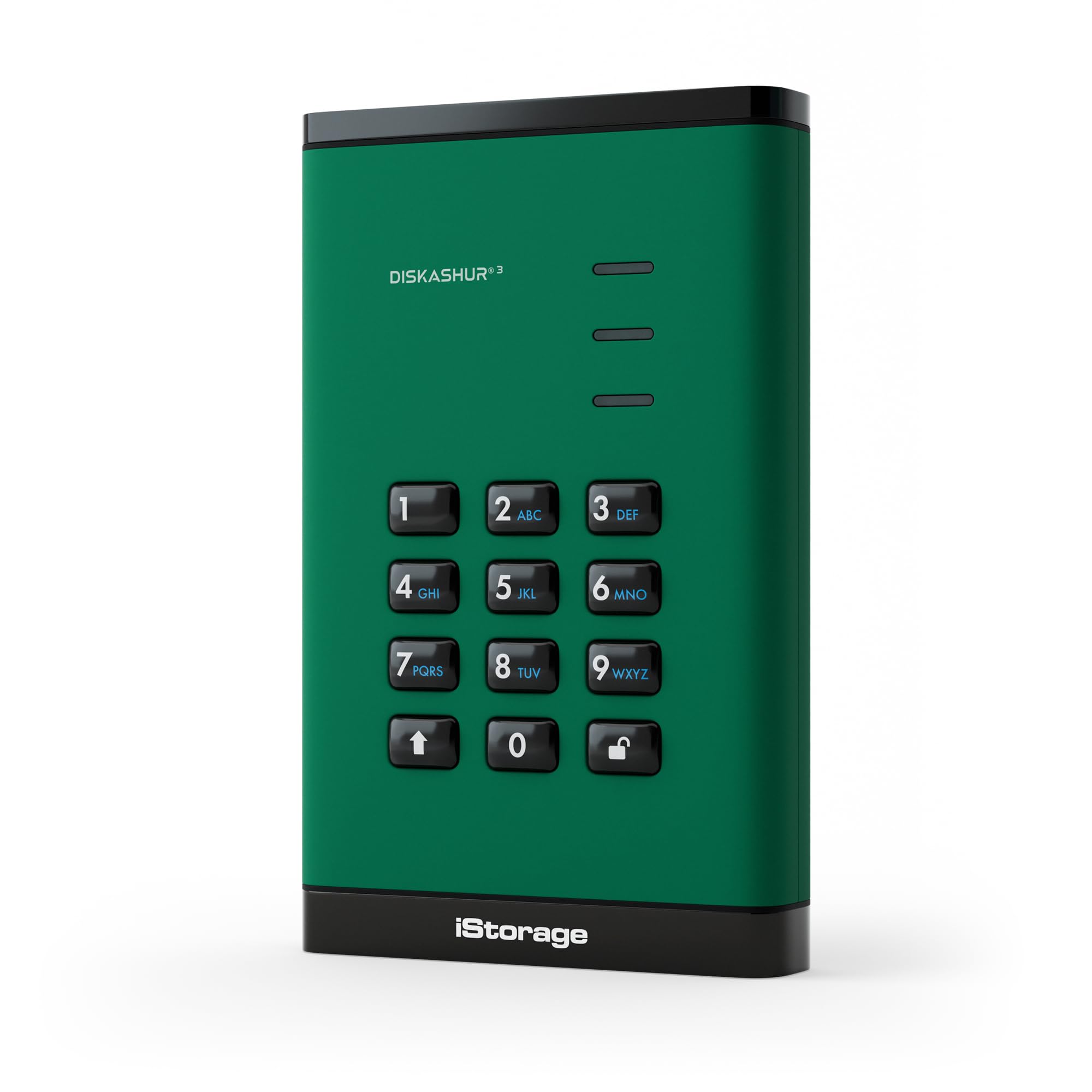 iStorage DiskAshur3 HDD 4TB Verde - Disco duro portátil seguro - Protegido con contraseña - Resistente al polvo y al agua - Cifrado de hardware