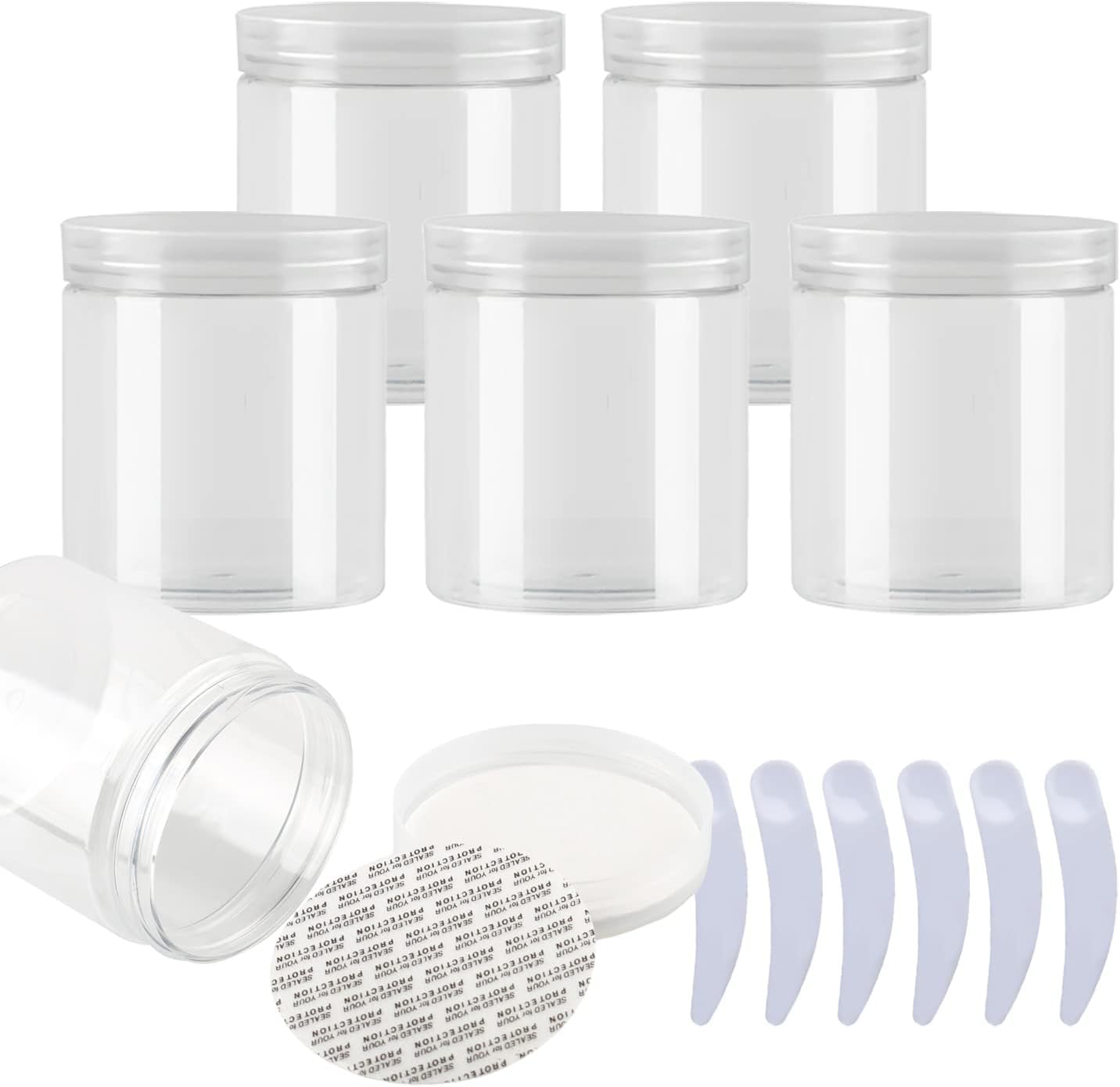 FLYIODFCXV cosmetic jar, Pack of 6,Plastic Cream Jars Cosmetic Pots with Clear Lids Containers for Toiletries(Transparent,250ml)