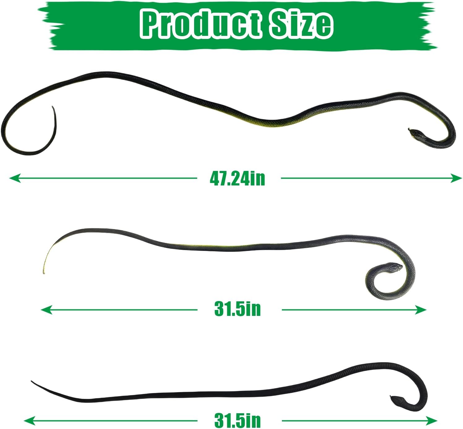 3 Pieces Realistic Fake Rubber Snake,Garden Lifelike Snake to Keep Birds Away Scare Squirrels, Prank Fake Snake