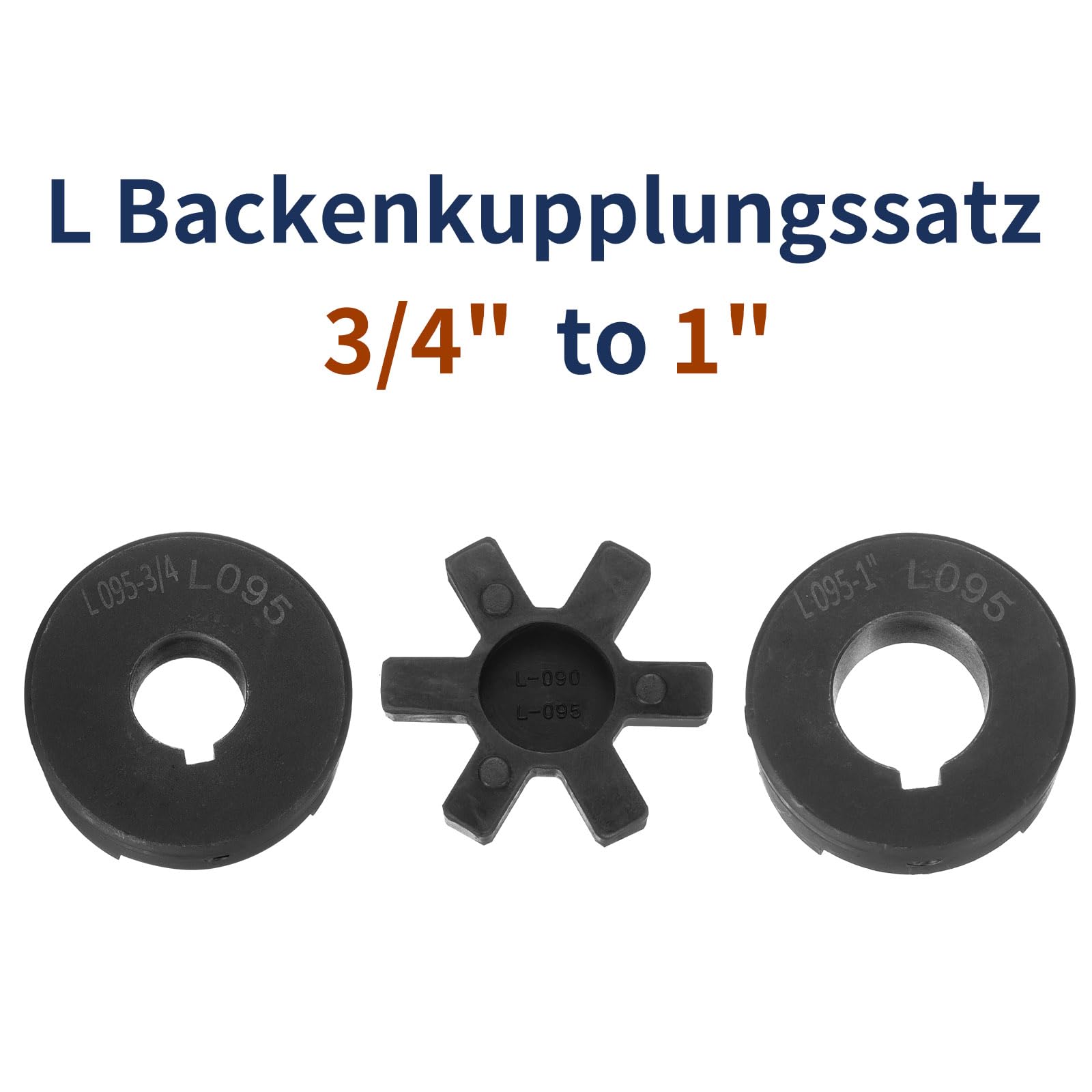 uxcell Lot de 3 coupleurs flexibles à mâchoires en L de 1,9 cm à 2,5 cm L095 et araignée en caoutchouc Buna-N NBR pour fendeuse de bûches équipement hybride