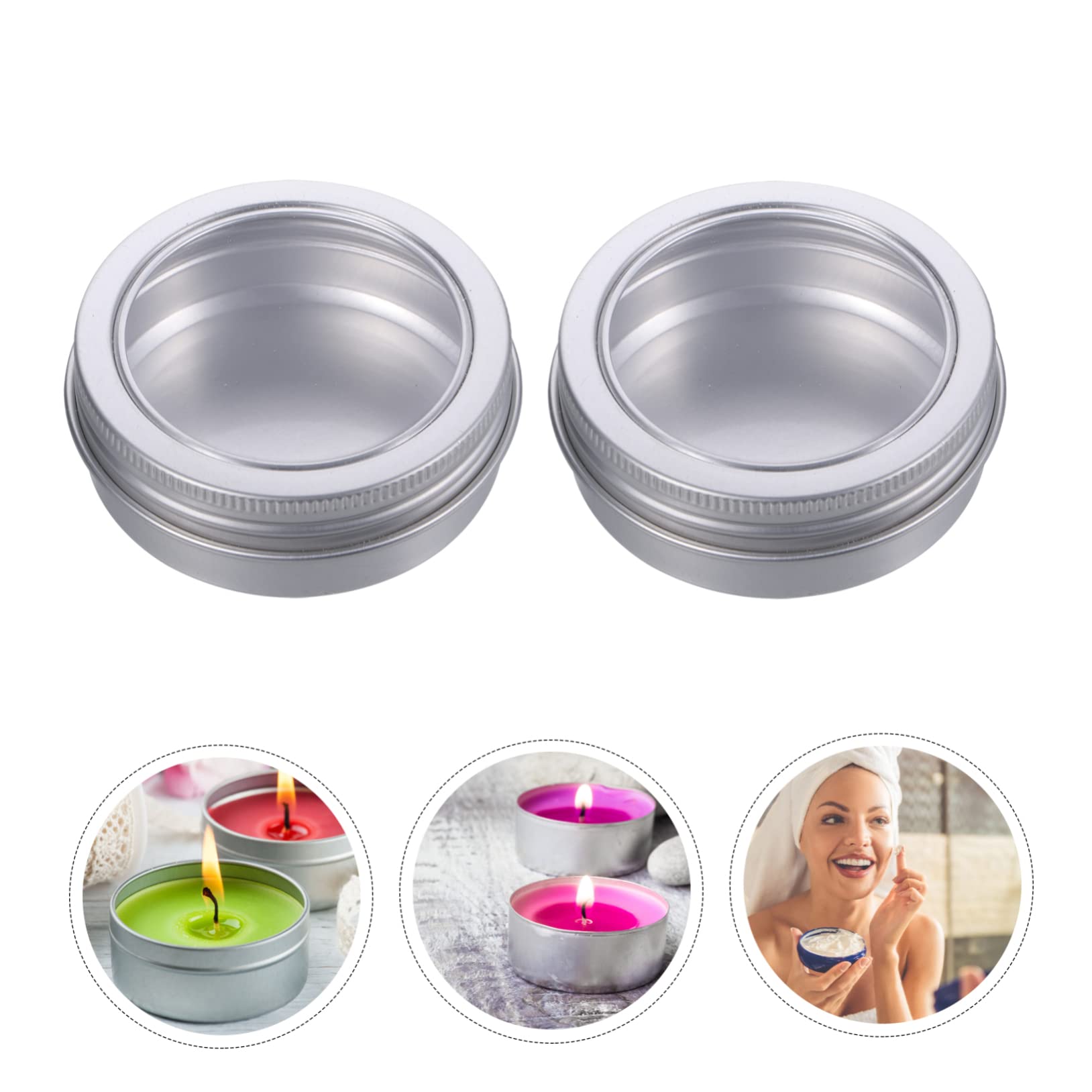 Angoily 3 Set Barattoli Vuoti Alluminio Finestra Trasparente Da Contenitori Rotondi Per Cosmetici E Progetti Fai Da Te Per E Piccoli 12 Pezzi*3