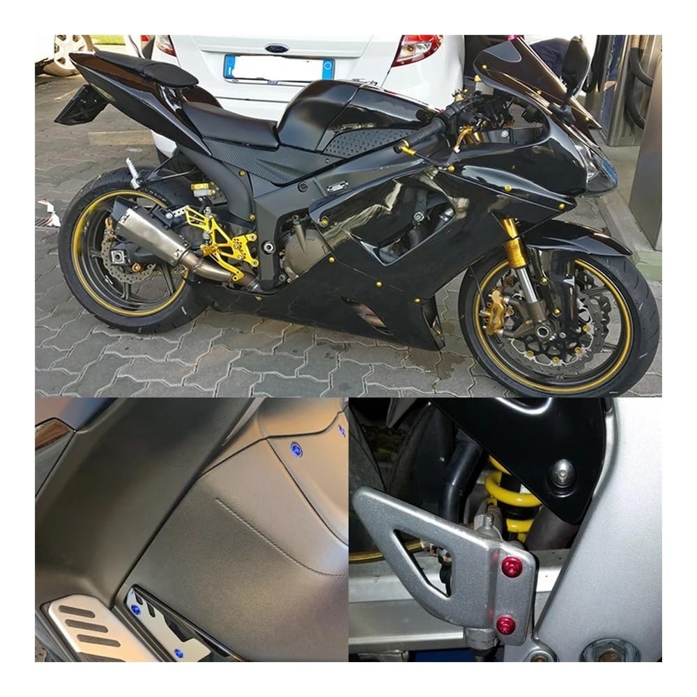 194 x Motorrad-Schrauben aus Aluminium M5 M6 Verkleidungsschrauben-Set, Befestigungsclip, Pit Dirt Bike für Honda, Yamaha, Suzuki, Kawasaki (orange