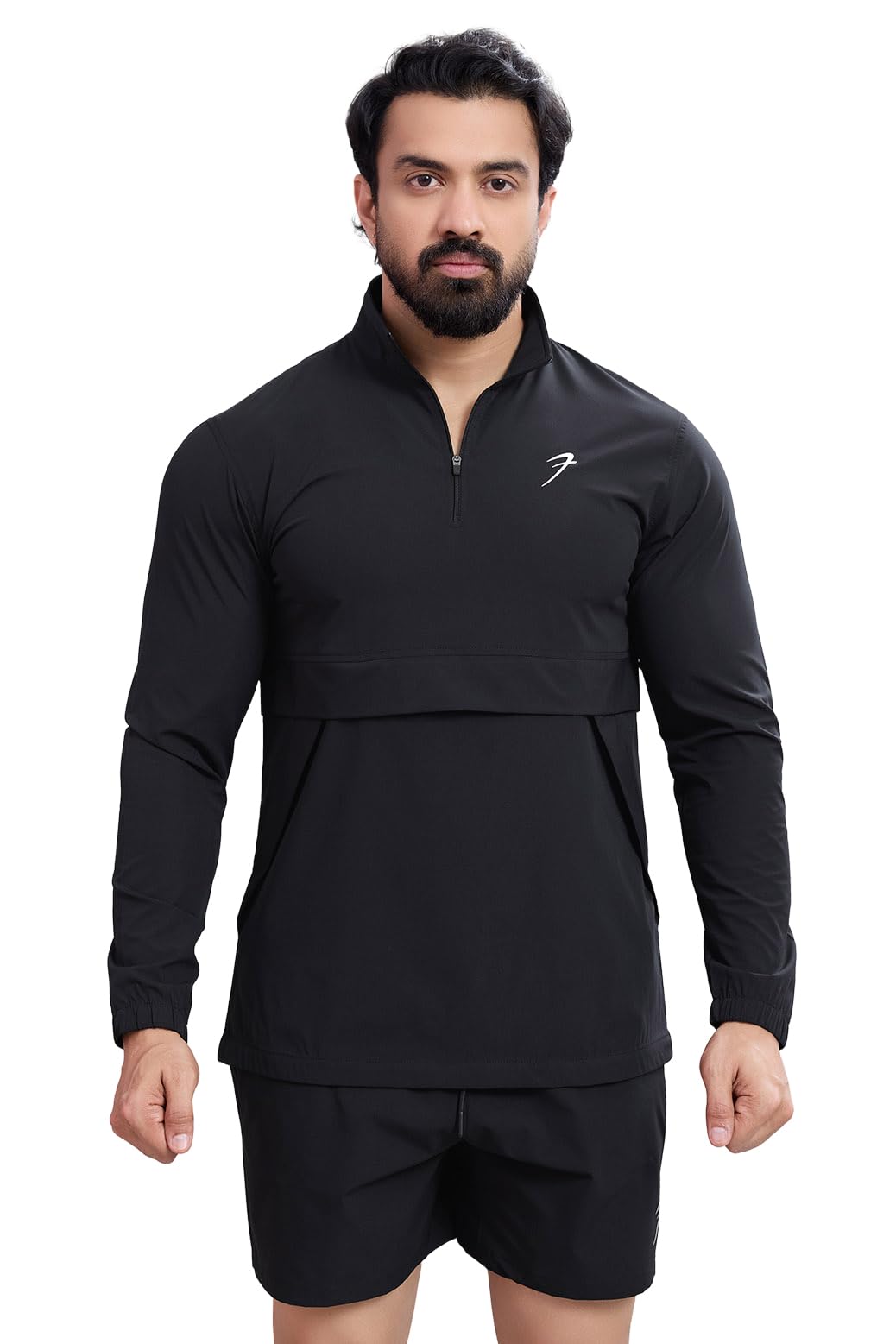 Men's Thread High Neck Pullover with Zip Closure