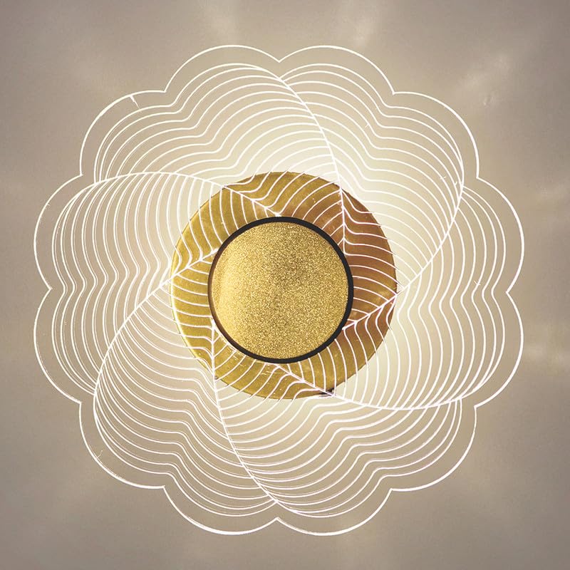 Image of Spiral Pattern 3-in-1 LED Wall Light Decorative Lamp with Golden Center Artistic Accent Lighting for Living Room Bedroom Hallway & Home Decor (Artistic Flower Designs, Pack of 1)