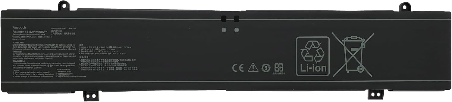 C41N2109 Laptop Battery Replacement for ASUS Zephyrus M16 GU604VI GU604VY GU604VZ ROG Flow X16 GV601 Strix G16 G614J Strix G18 G814J Strix Scar 16 G634J Strix Scar 18 G834J 15.52V 90Wh